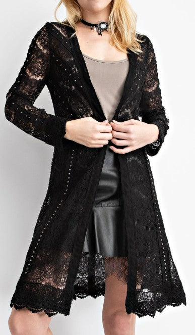 Long Eyelet Lace Vest