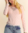 DD Pretty in Pink Bow Mesh Top