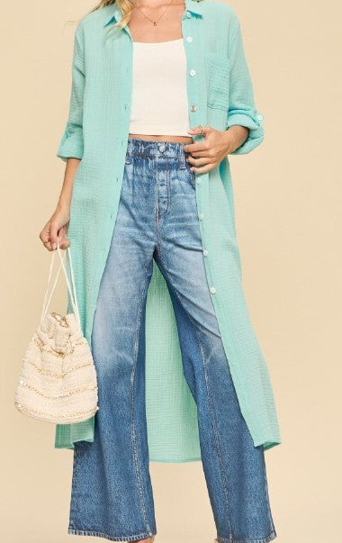 ds Easy Breeze Longline Shirt-Coastal Mint