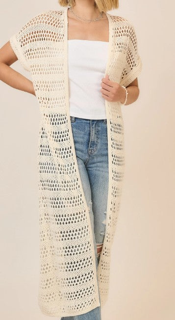 CC Short Sleeve Cream Cardigan