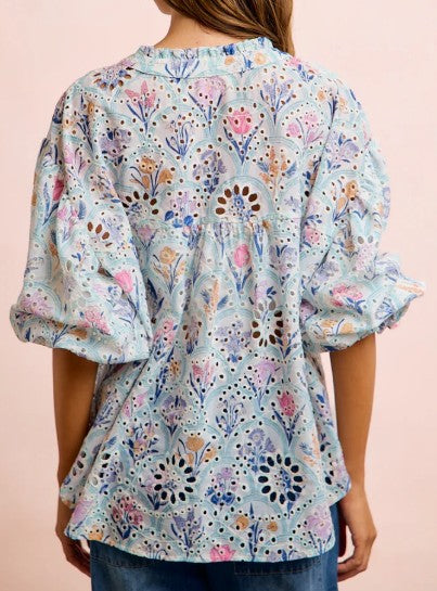 BB Floral Bubble Eyelet Top