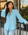 LB Turquoise Pearl Snap Blouse