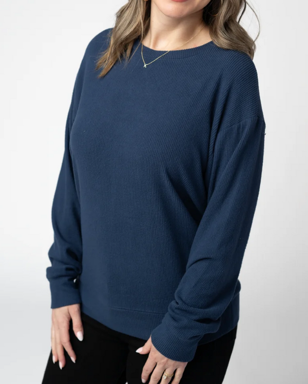 MM Corrine Ribbed Pullover in Navy
