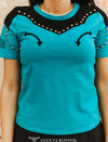 LB Teal Western Stud Top