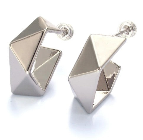 SJ Silver C Hoop Earrings