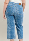 JB Snake Print Wide Leg Ankle Jeans