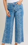 JB Snake Print Wide Leg Ankle Jeans
