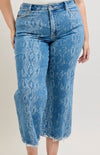 JB Snake Print Wide Leg Ankle Jeans