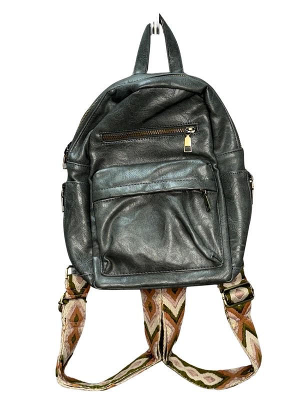 Faux Leather Backpack in Gray