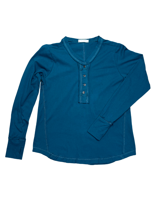 Button Closure Long Sleeve-Teal