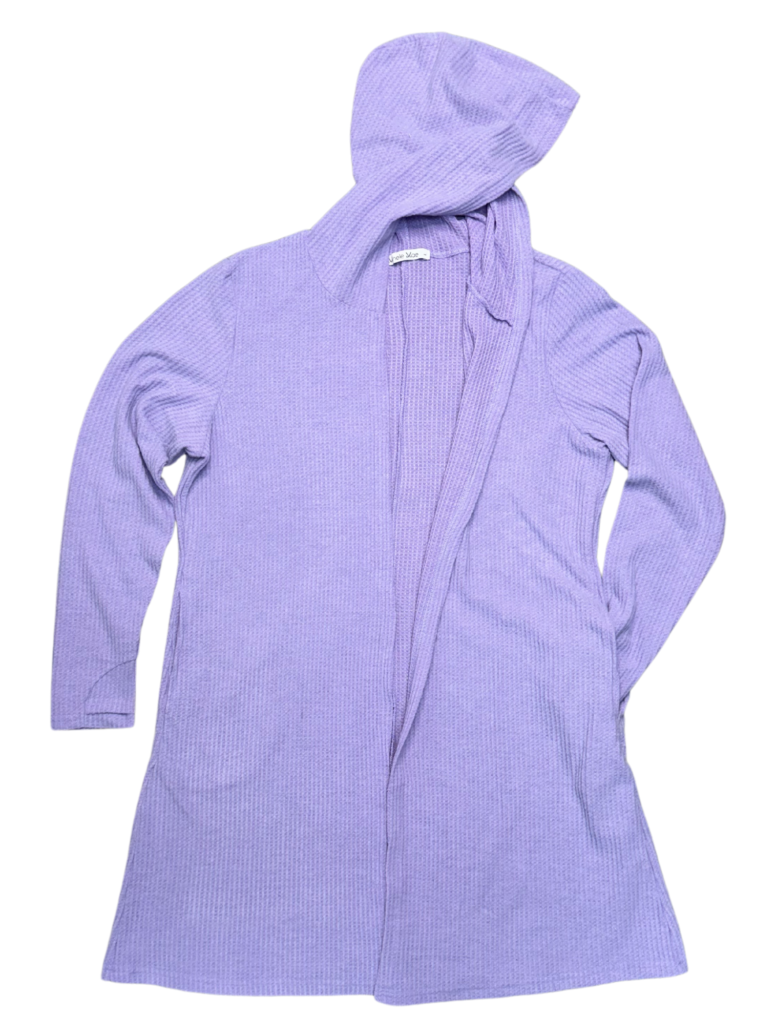 MM Hooded Waffle Cardigan -Lavender