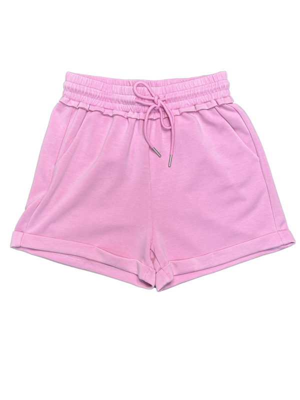 Washed Scuba Shorts in Pink