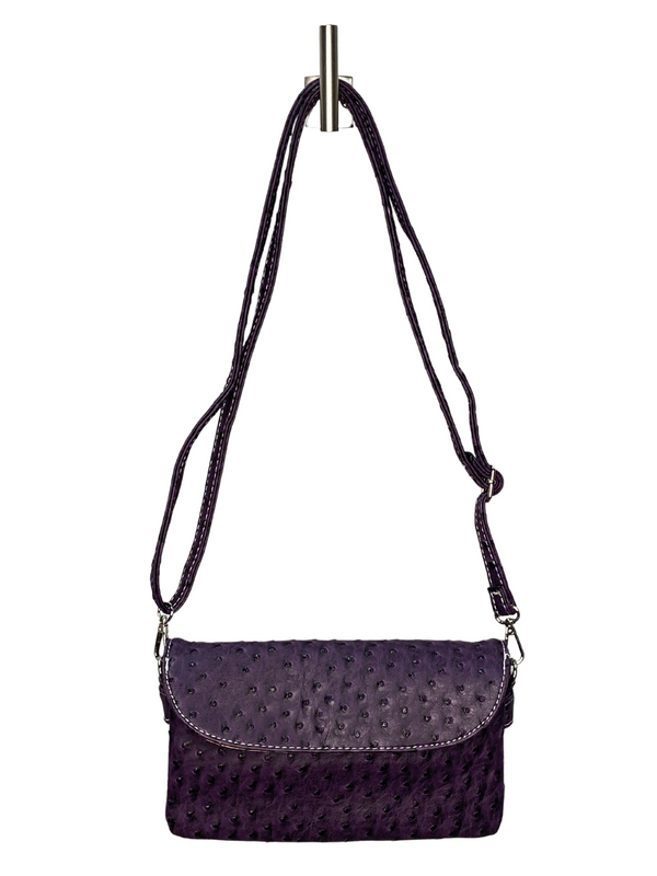 Ostrich Look Faux Leather Crossbody in Purple
