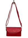 Ostrich Look Faux Leather Crossbody in Red