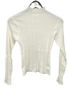 Ribbed Pointelle Mock Neck Sweater in White