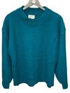 Round Neckline Sweater with Balloon Sleeves in Teal
