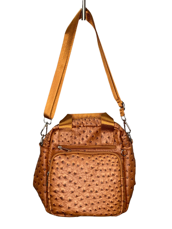 Ostrich Look Faux Leather Backpack in Camel