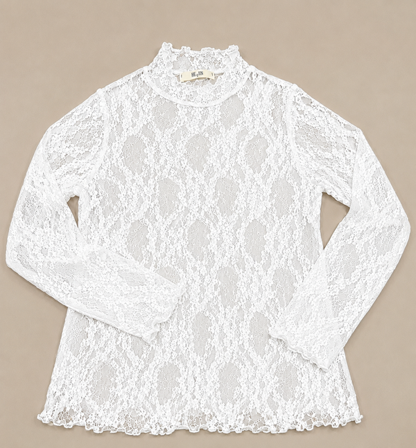 JJ Floral Mesh Top-White