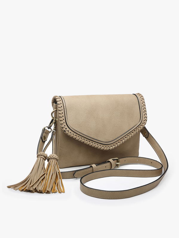 Sloane Crossbody w/ Whipstitch in Parchment