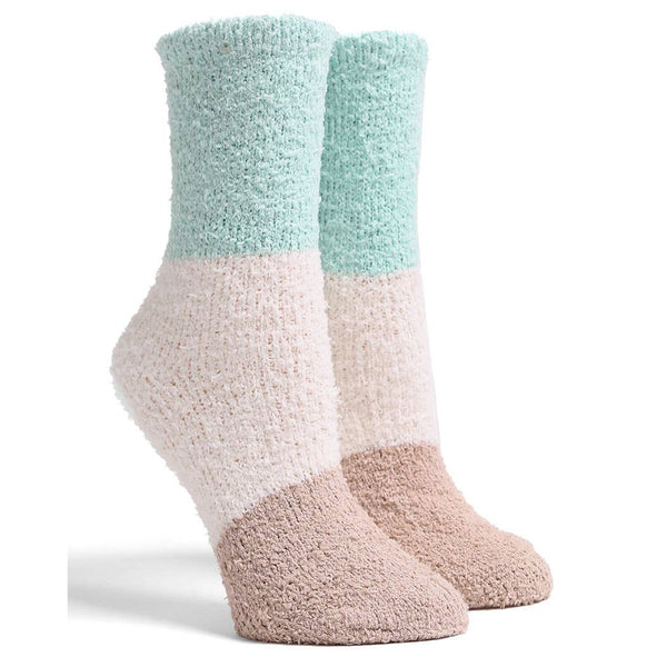 Luxury Socks in Green/White/Taupe