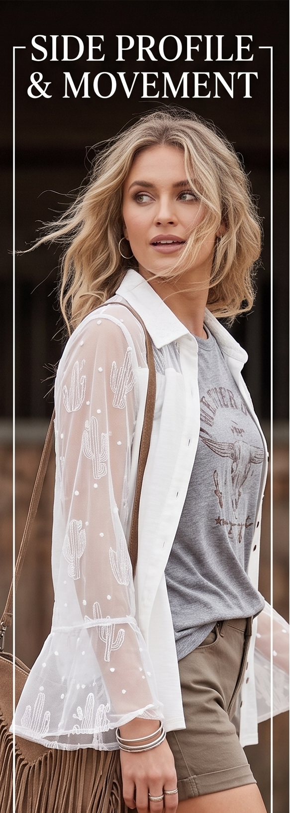 LB Ivory Top w/ Mesh Sleeves