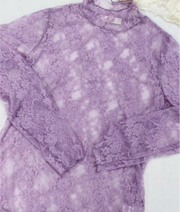 JJ Floral Mesh Top-Lavender