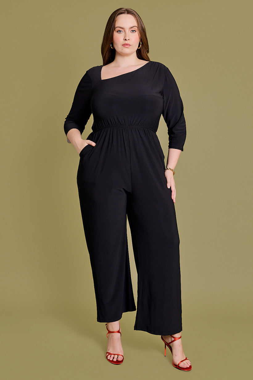 Black 3/4 Length Sleeve Jumpsuit