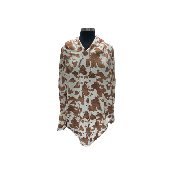 Brown And Cream Cow Print Hoodie