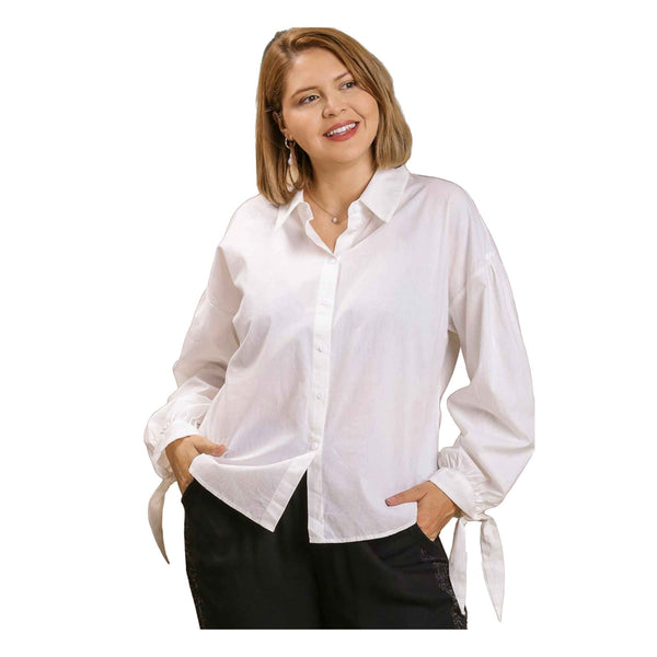 Button Top With Tie Sleeves