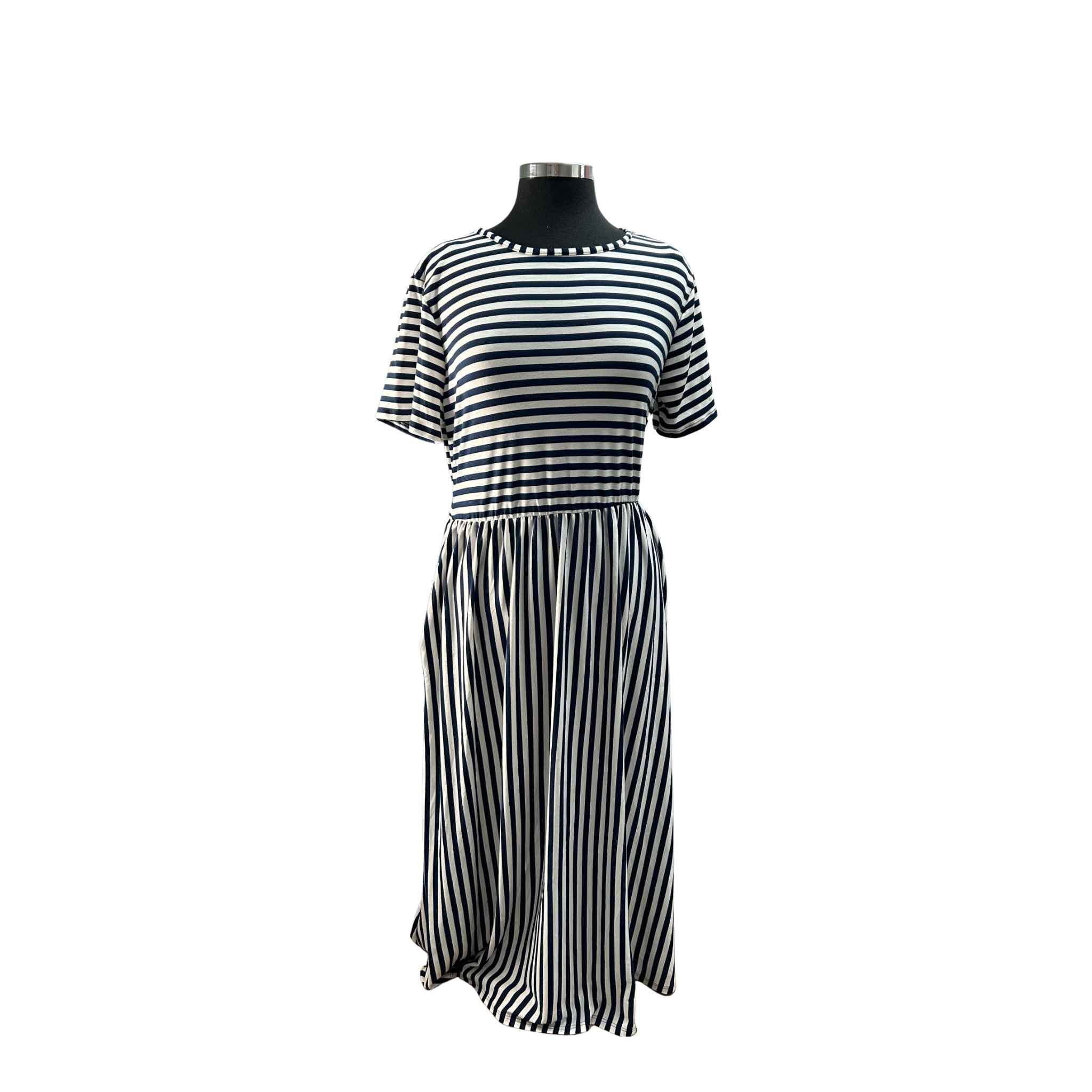 Curvy Navy And White Striped Maxi Dress