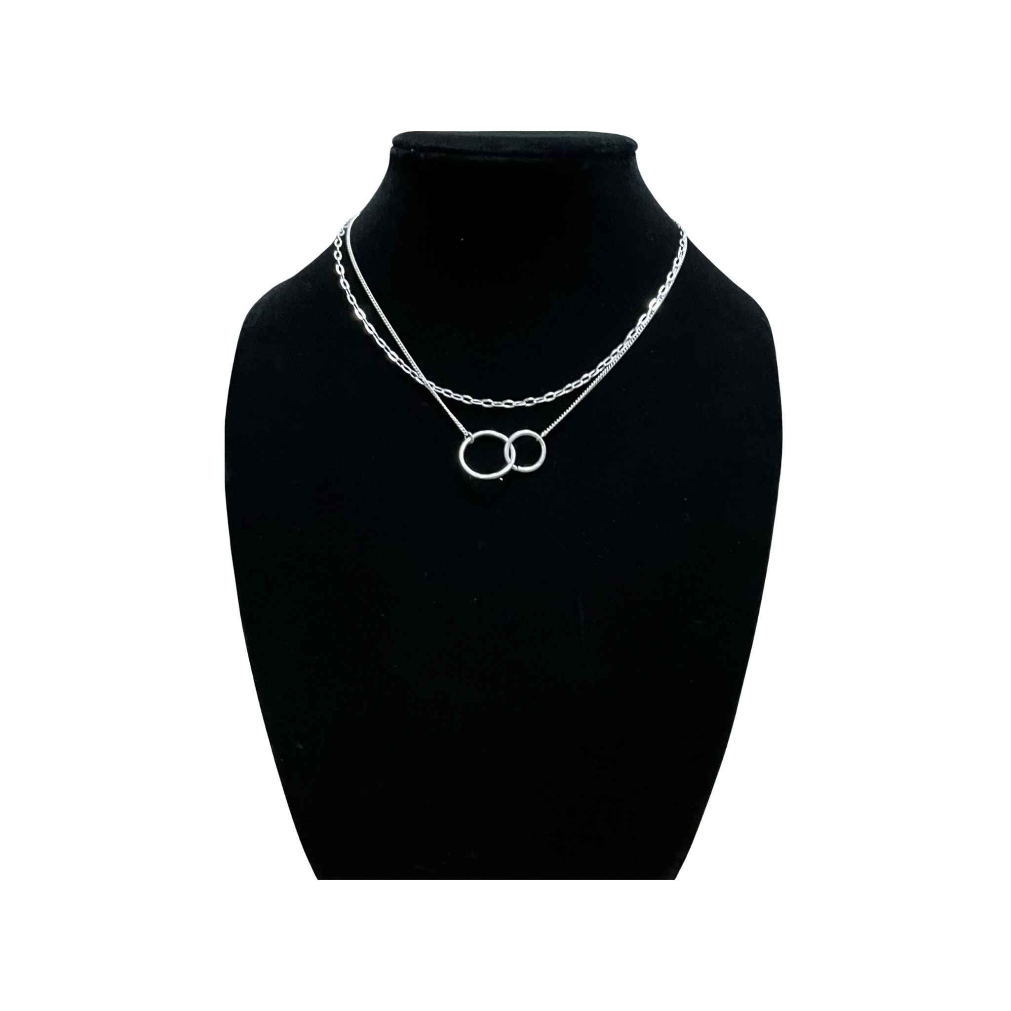 Double Chain Double Circle Necklace