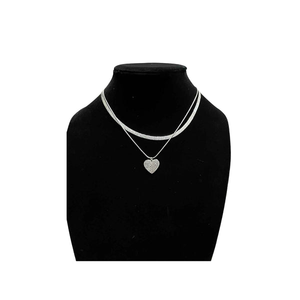 Double Chain Necklace With Heart Charm