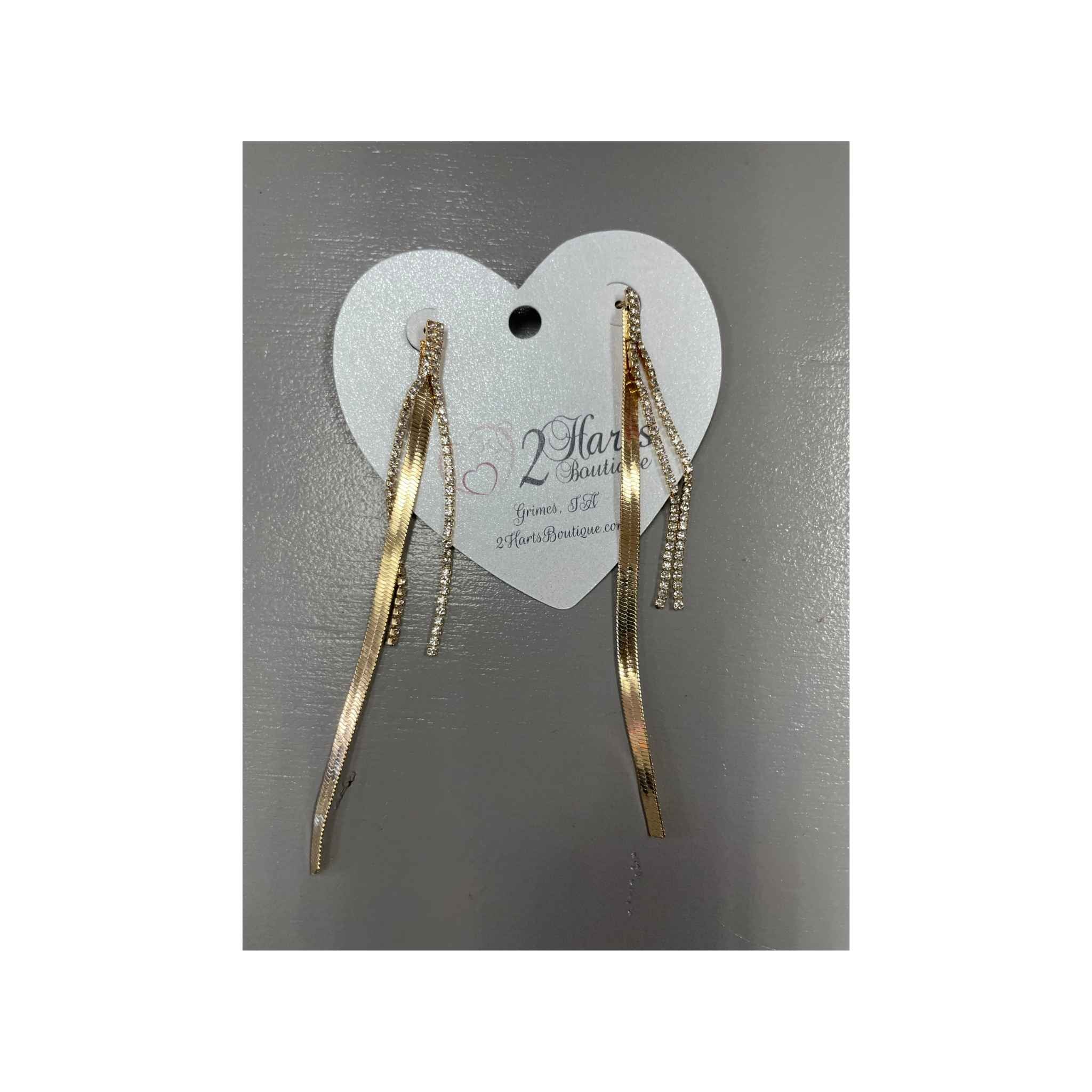 Herringbone And Rhinestone Earrings