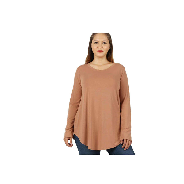 Long Sleeve Round Hem Neck Top