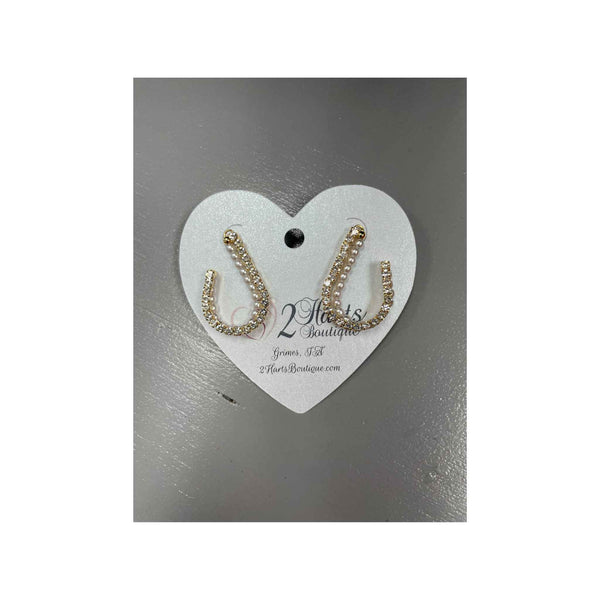 Rhinestone And Faux Pearl Fish Hook Earrings