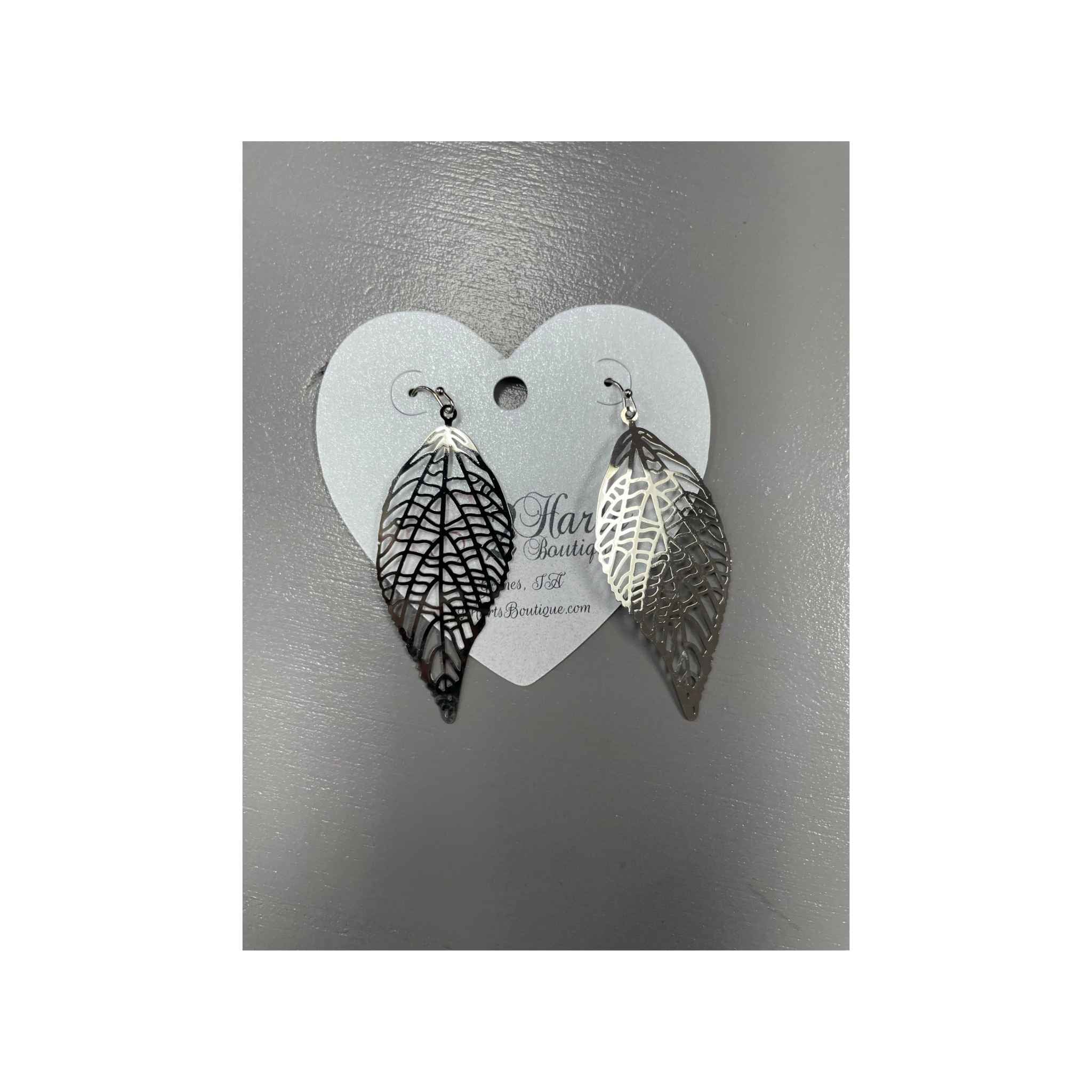 Shimmery Silver Leaf Dangle Earrings