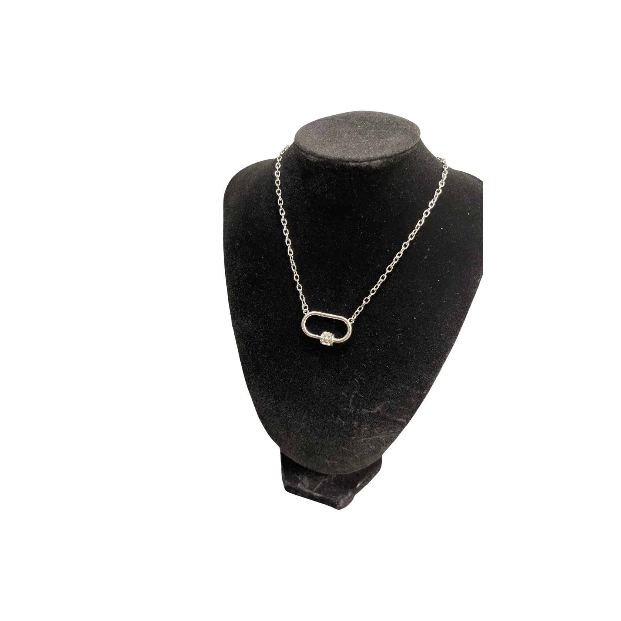 Silver Necklace With Loop And Bead