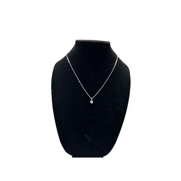 Silver Teardrop With Rhinestone Center Necklace