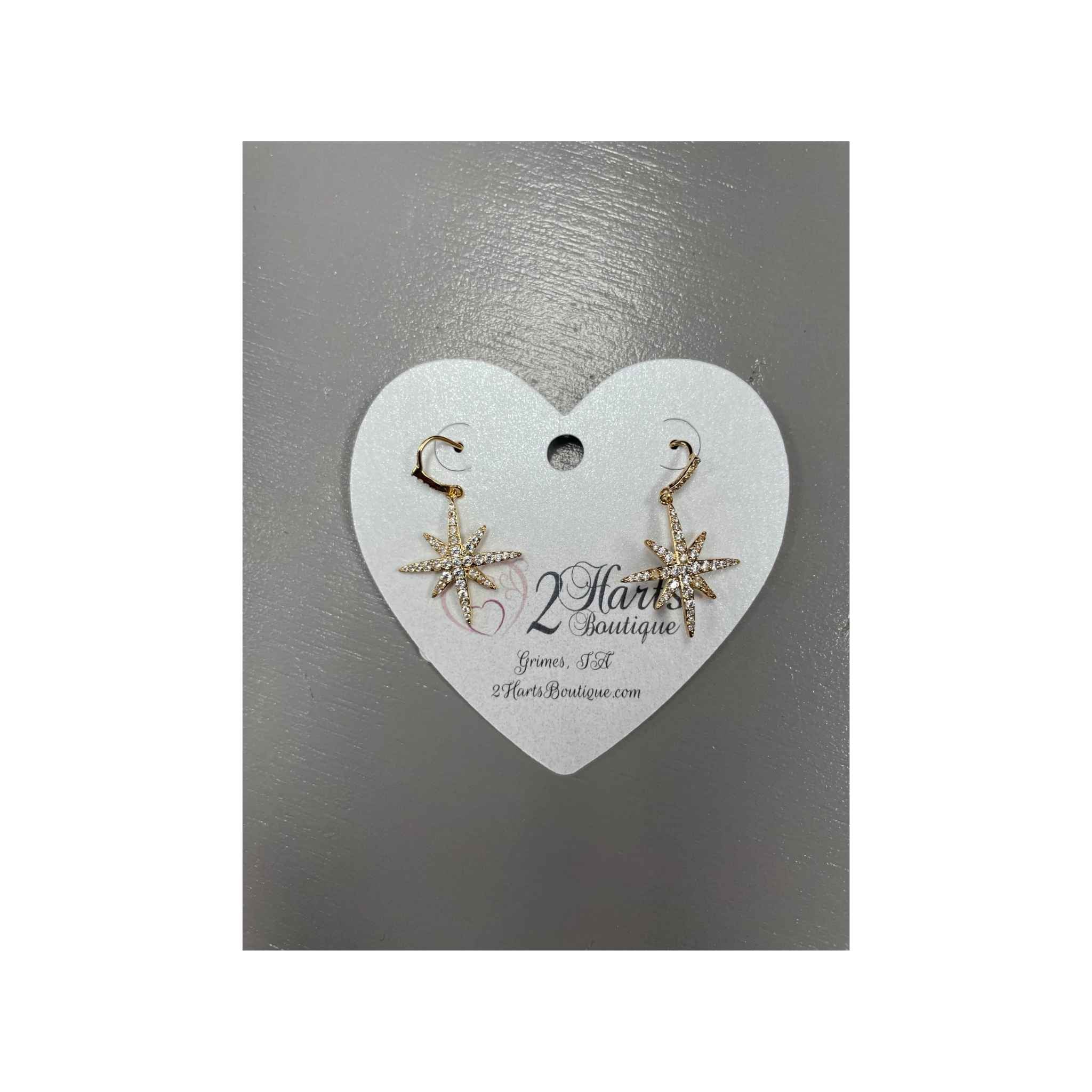 Star and Rhinestone Dangle Earrings
