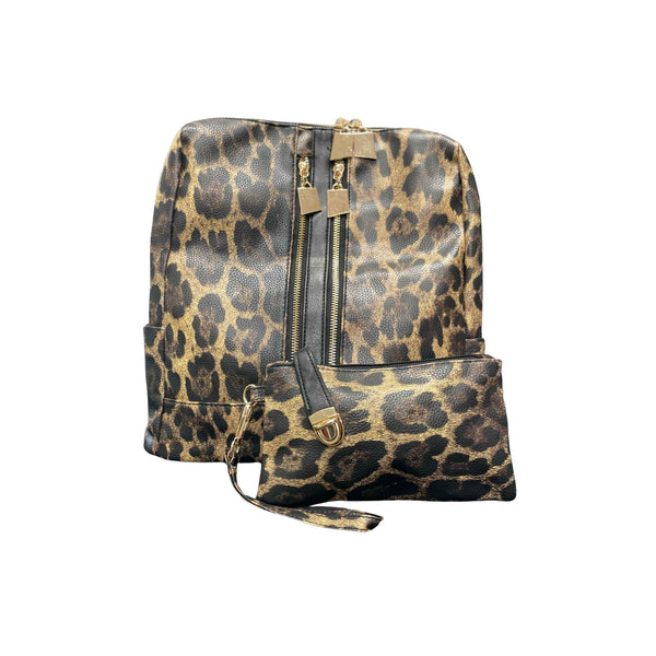 Zippered Vegan Leather Backpack